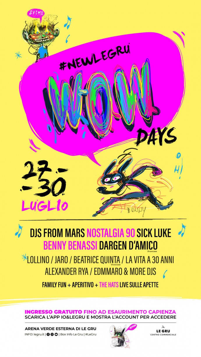 Wow Days! da giovedì 27 a domenica 30 luglio quattro giorni di musica e festa a Le Gru
